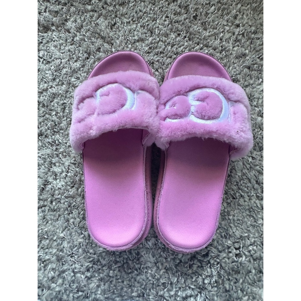 UGG Maxi Slide Pink Sheepskin Platform Sandals Size 9.5 - Picture 2 of 6